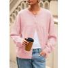 imagePRETTYGARDEN Fall Long Sleeve Cardigans for Women Trendy 2025 Lightweight Button Down Crewneck Loose Knit Sweater ClothesPink