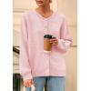 imagePRETTYGARDEN Fall Long Sleeve Cardigans for Women Trendy 2025 Lightweight Button Down Crewneck Loose Knit Sweater ClothesPink