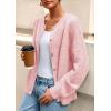 imagePRETTYGARDEN Fall Long Sleeve Cardigans for Women Trendy 2025 Lightweight Button Down Crewneck Loose Knit Sweater ClothesPink
