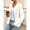 imagePRETTYGARDEN Fall Long Sleeve Cardigans for Women Trendy 2025 Lightweight Button Down Crewneck Loose Knit Sweater ClothesWhite