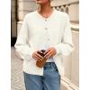 imagePRETTYGARDEN Fall Long Sleeve Cardigans for Women Trendy 2025 Lightweight Button Down Crewneck Loose Knit Sweater ClothesWhite