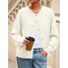 imagePRETTYGARDEN Fall Long Sleeve Cardigans for Women Trendy 2025 Lightweight Button Down Crewneck Loose Knit Sweater ClothesWhite