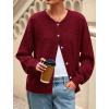 imagePRETTYGARDEN Fall Long Sleeve Cardigans for Women Trendy 2025 Lightweight Button Down Crewneck Loose Knit Sweater ClothesWine Red
