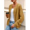imagePRETTYGARDEN Fall Long Sleeve Cardigans for Women Trendy 2025 Lightweight Button Down Crewneck Loose Knit Sweater ClothesYellow