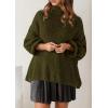 imagePRETTYGARDEN Oversized Sweaters for Women Fall Clothes 2025 Long Sleeve Mock Neck Tops Chunky Knit Pullover Winter ClothingArmy Green