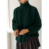 imagePRETTYGARDEN Oversized Sweaters for Women Fall Clothes 2025 Long Sleeve Mock Neck Tops Chunky Knit Pullover Winter ClothingDark Green