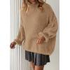 imagePRETTYGARDEN Oversized Sweaters for Women Fall Clothes 2025 Long Sleeve Mock Neck Tops Chunky Knit Pullover Winter ClothingKhaki