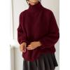 imagePRETTYGARDEN Oversized Sweaters for Women Fall Clothes 2025 Long Sleeve Mock Neck Tops Chunky Knit Pullover Winter ClothingWine Red