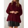 imagePRETTYGARDEN Oversized Sweaters for Women Fall Clothes 2025 Long Sleeve Mock Neck Tops Chunky Knit Pullover Winter ClothingWine Red
