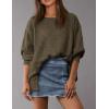 imagePRETTYGARDEN Oversized Sweatshirt for Women 2025 Fashion Crewneck Long Sleeve Pullover Waffle Knit Tops Fall Trendy ClothesArmy Green