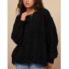 imagePRETTYGARDEN Oversized Sweatshirt for Women 2025 Fashion Crewneck Long Sleeve Pullover Waffle Knit Tops Fall Trendy ClothesBlack