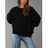 imagePRETTYGARDEN Oversized Sweatshirt for Women 2025 Fashion Crewneck Long Sleeve Pullover Waffle Knit Tops Fall Trendy ClothesBlack