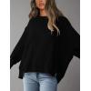 imagePRETTYGARDEN Oversized Sweatshirt for Women 2025 Fashion Crewneck Long Sleeve Pullover Waffle Knit Tops Fall Trendy ClothesBlack