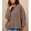 imagePRETTYGARDEN Oversized Sweatshirt for Women 2025 Fashion Crewneck Long Sleeve Pullover Waffle Knit Tops Fall Trendy ClothesBrown