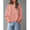 imagePRETTYGARDEN Oversized Sweatshirt for Women 2025 Fashion Crewneck Long Sleeve Pullover Waffle Knit Tops Fall Trendy ClothesCoral Pink