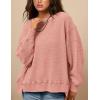 imagePRETTYGARDEN Oversized Sweatshirt for Women 2025 Fashion Crewneck Long Sleeve Pullover Waffle Knit Tops Fall Trendy ClothesCoral Pink