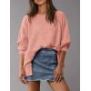 imagePRETTYGARDEN Oversized Sweatshirt for Women 2025 Fashion Crewneck Long Sleeve Pullover Waffle Knit Tops Fall Trendy ClothesCoral Pink