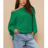 imagePRETTYGARDEN Oversized Sweatshirt for Women 2025 Fashion Crewneck Long Sleeve Pullover Waffle Knit Tops Fall Trendy ClothesGreen