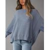 imagePRETTYGARDEN Oversized Sweatshirt for Women 2025 Fashion Crewneck Long Sleeve Pullover Waffle Knit Tops Fall Trendy ClothesGrey Blue