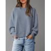 imagePRETTYGARDEN Oversized Sweatshirt for Women 2025 Fashion Crewneck Long Sleeve Pullover Waffle Knit Tops Fall Trendy ClothesGrey Blue