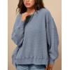imagePRETTYGARDEN Oversized Sweatshirt for Women 2025 Fashion Crewneck Long Sleeve Pullover Waffle Knit Tops Fall Trendy ClothesGrey Blue