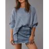 imagePRETTYGARDEN Oversized Sweatshirt for Women 2025 Fashion Crewneck Long Sleeve Pullover Waffle Knit Tops Fall Trendy ClothesGrey Blue