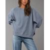 imagePRETTYGARDEN Oversized Sweatshirt for Women 2025 Fashion Crewneck Long Sleeve Pullover Waffle Knit Tops Fall Trendy ClothesGrey Blue