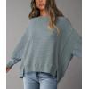 imagePRETTYGARDEN Oversized Sweatshirt for Women 2025 Fashion Crewneck Long Sleeve Pullover Waffle Knit Tops Fall Trendy ClothesLight Grey Blue