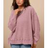 imagePRETTYGARDEN Oversized Sweatshirt for Women 2025 Fashion Crewneck Long Sleeve Pullover Waffle Knit Tops Fall Trendy ClothesPink