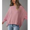 imagePRETTYGARDEN Oversized Sweatshirt for Women 2025 Fashion Crewneck Long Sleeve Pullover Waffle Knit Tops Fall Trendy ClothesPink
