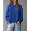 imagePRETTYGARDEN Oversized Sweatshirt for Women 2025 Fashion Crewneck Long Sleeve Pullover Waffle Knit Tops Fall Trendy ClothesRoyal Blue