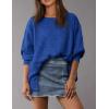 imagePRETTYGARDEN Oversized Sweatshirt for Women 2025 Fashion Crewneck Long Sleeve Pullover Waffle Knit Tops Fall Trendy ClothesRoyal Blue