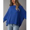 imagePRETTYGARDEN Oversized Sweatshirt for Women 2025 Fashion Crewneck Long Sleeve Pullover Waffle Knit Tops Fall Trendy ClothesRoyal Blue