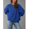 imagePRETTYGARDEN Oversized Sweatshirt for Women 2025 Fashion Crewneck Long Sleeve Pullover Waffle Knit Tops Fall Trendy ClothesRoyal Blue