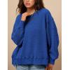imagePRETTYGARDEN Oversized Sweatshirt for Women 2025 Fashion Crewneck Long Sleeve Pullover Waffle Knit Tops Fall Trendy ClothesRoyal Blue