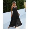 imagePRETTYGARDEN Sundress for Women 2025 Summer Spaghetti Strap Sleeveless High Waist Beach Long Maxi DressesBlack