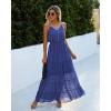 imagePRETTYGARDEN Sundress for Women 2025 Summer Spaghetti Strap Sleeveless High Waist Beach Long Maxi DressesBlue
