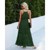 imagePRETTYGARDEN Sundress for Women 2025 Summer Spaghetti Strap Sleeveless High Waist Beach Long Maxi DressesDark Green