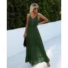 imagePRETTYGARDEN Sundress for Women 2025 Summer Spaghetti Strap Sleeveless High Waist Beach Long Maxi DressesDark Green