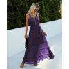 imagePRETTYGARDEN Sundress for Women 2025 Summer Spaghetti Strap Sleeveless High Waist Beach Long Maxi DressesDark Purple