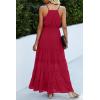 imagePRETTYGARDEN Sundress for Women 2025 Summer Spaghetti Strap Sleeveless High Waist Beach Long Maxi DressesDeep Red