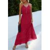 imagePRETTYGARDEN Sundress for Women 2025 Summer Spaghetti Strap Sleeveless High Waist Beach Long Maxi DressesDeep Red