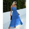 imagePRETTYGARDEN Sundress for Women 2025 Summer Spaghetti Strap Sleeveless High Waist Beach Long Maxi DressesLake Blue