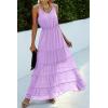 imagePRETTYGARDEN Sundress for Women 2025 Summer Spaghetti Strap Sleeveless High Waist Beach Long Maxi DressesLight Purple