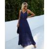 imagePRETTYGARDEN Sundress for Women 2025 Summer Spaghetti Strap Sleeveless High Waist Beach Long Maxi DressesNavy