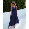 imagePRETTYGARDEN Sundress for Women 2025 Summer Spaghetti Strap Sleeveless High Waist Beach Long Maxi DressesNavy