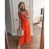 imagePRETTYGARDEN Sundress for Women 2025 Summer Spaghetti Strap Sleeveless High Waist Beach Long Maxi DressesOrange