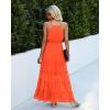 imagePRETTYGARDEN Sundress for Women 2025 Summer Spaghetti Strap Sleeveless High Waist Beach Long Maxi DressesOrange