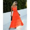 imagePRETTYGARDEN Sundress for Women 2025 Summer Spaghetti Strap Sleeveless High Waist Beach Long Maxi DressesOrange