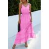 imagePRETTYGARDEN Sundress for Women 2025 Summer Spaghetti Strap Sleeveless High Waist Beach Long Maxi DressesRose Pink